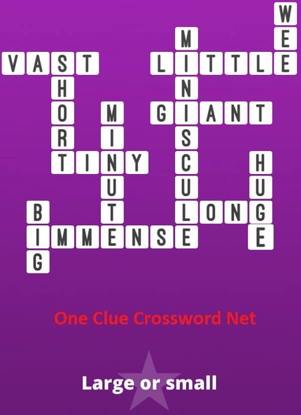 Large or Small Bonus Puzzle Get Answers for One Clue Crossword Now